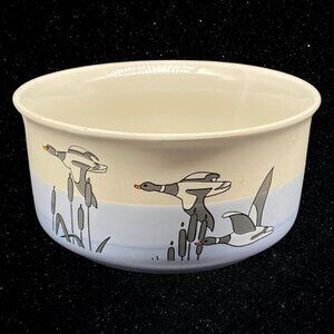Vintage 1986 FTDA Mallard Duck Bowl Made in Korea Pottery Bowl  3”T 6.25”W